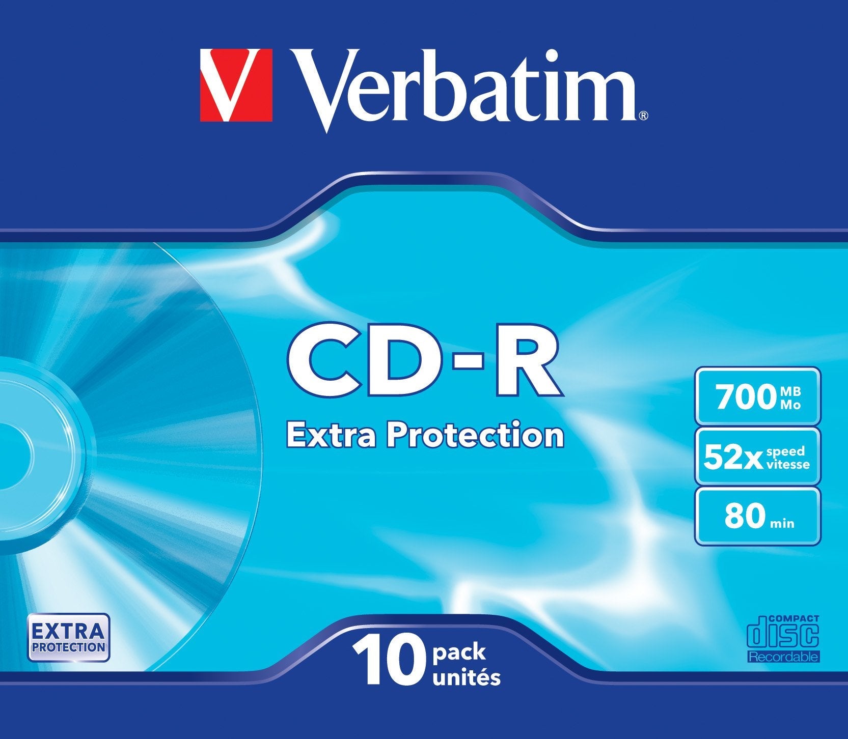 Verbatim Cd-Rom Datalife 52x 700mb 10 Unidades Slim Extra Proteccion