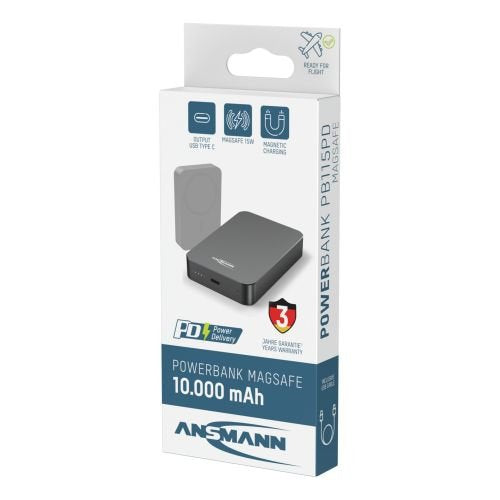 Ansmann 1700-0199, 10000 Mah, Lithium Polymer (Lipo), Inalámbrico Aufladen, 3,7 V, Antracita