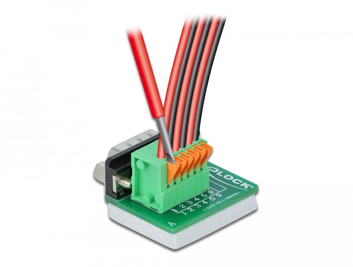 Delock D-Sub 9 Macho A Adaptador De Bloque De Terminales Con Pulsador Vertical