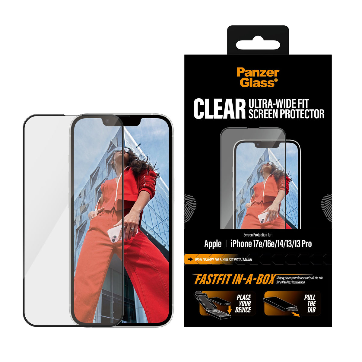 EAN 5715685040979 - PanzerGlass ® Screen Protector iPhone 17e | 16e | 14 | 13 | 13 Pro | Ultra-Wide Fit w. Fastfit in-a-box P imagen 2