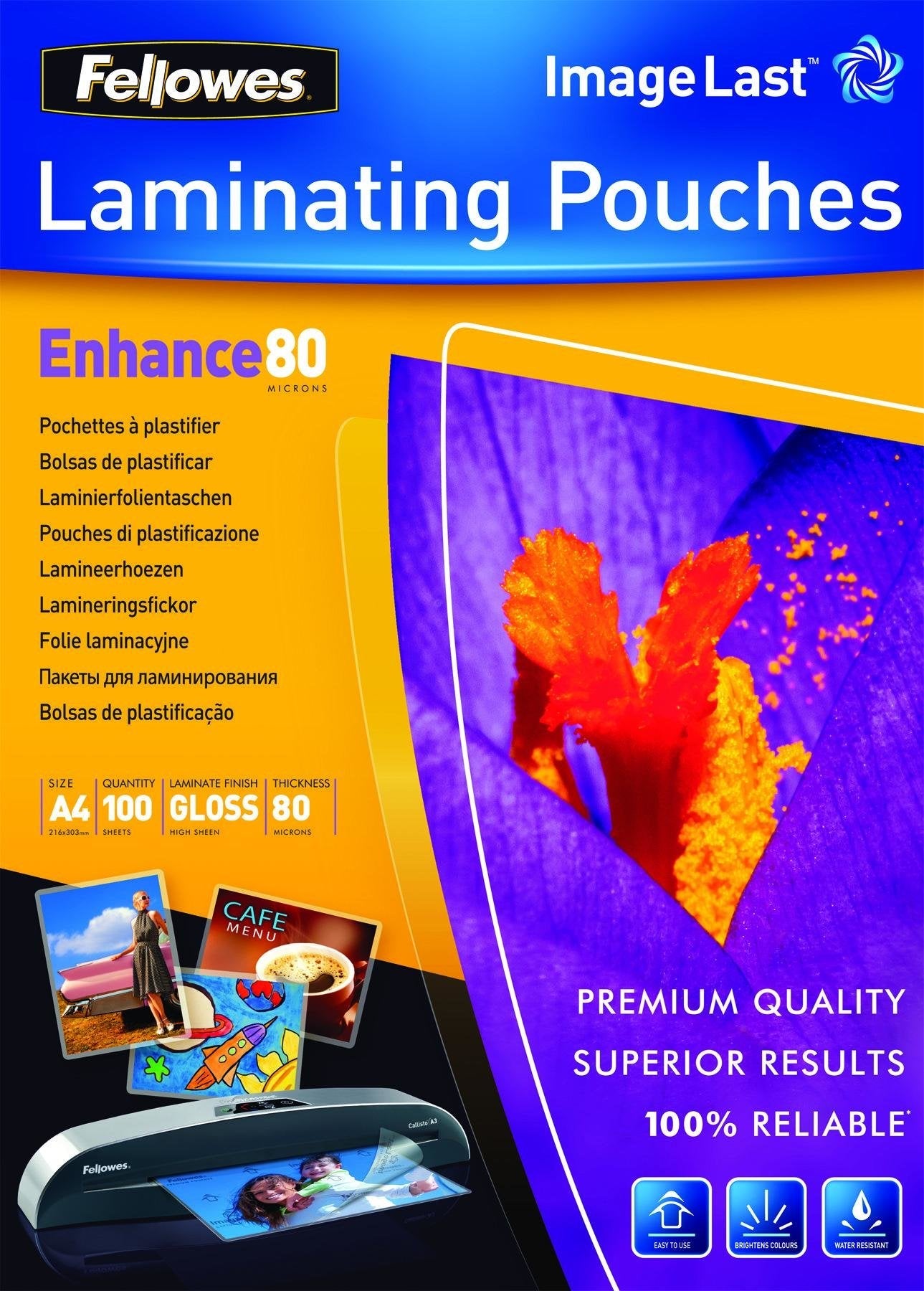 Fundas Para Plastificar Fellowes 5306114 A4 80 Micras 100 Unidades