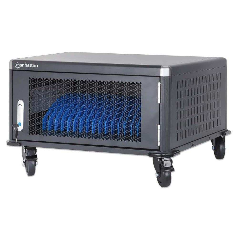 Manhattan Laptop Charging Cabinet Desktop Via Ac Adapter (Eu) 20-Bay, Install Device'S Ac Adapter (Power Cables) Into Unit, Suitable For All Laptops (To 16"), Ipads, Macbooks, Chromebooks, Other Portable Devices, Bays 380x30x280mm, Cart, Lo