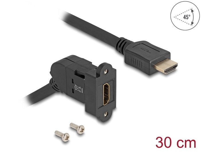 Delock Keystone Modul Hdmi Einbaubuchse 45° Gewinkelt Zu Hdmi Stecker Mit 30 Cm Cable 8k 60 Hz Schwarz