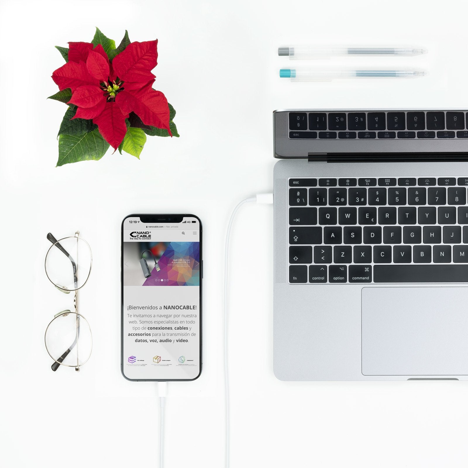 Nanocable Cable Usb-C Macho A Lightning Macho 2m - Blanco