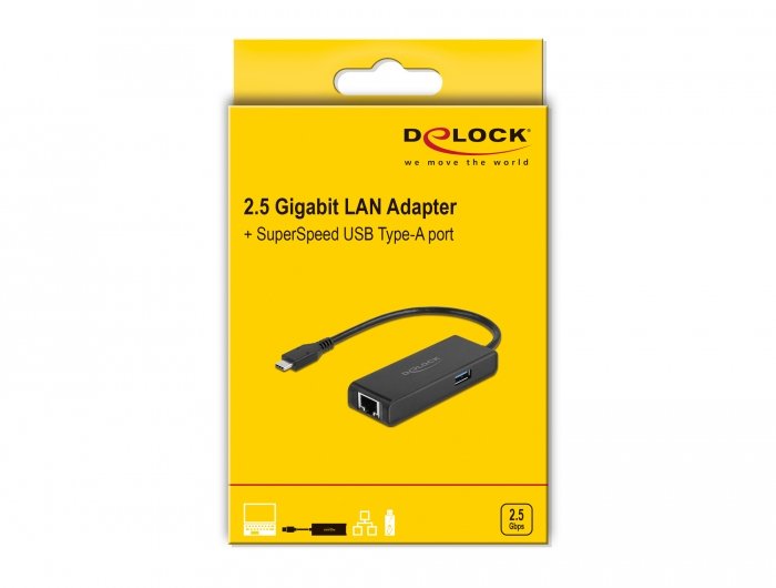 Delock Usb 3.2 Gen 1 Adaptador, Conector Usb-C> Rj-45 + Usb-A Socket Negro, 15 Cm, Gigabit Lan 63826