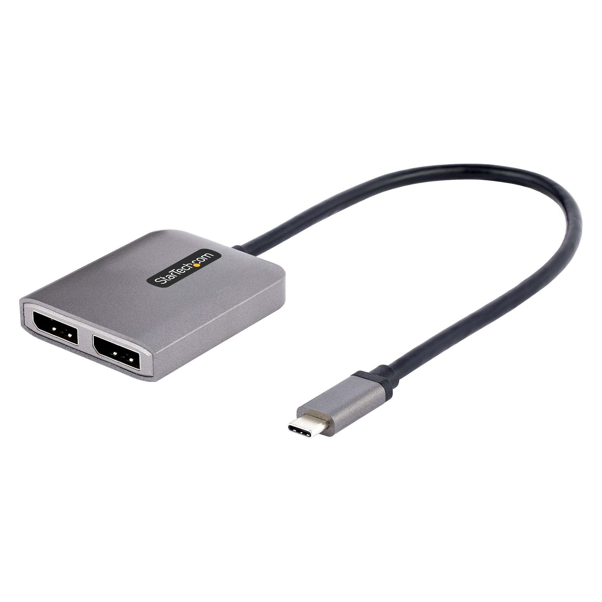 Startech Adaptador Usb Tipo C A 2 Puertos Displayport 4k 60hz - Multiplicador Mst Usb C A 2x Dp Con Modo Alt De Dp 1.4 Dsc 30cm