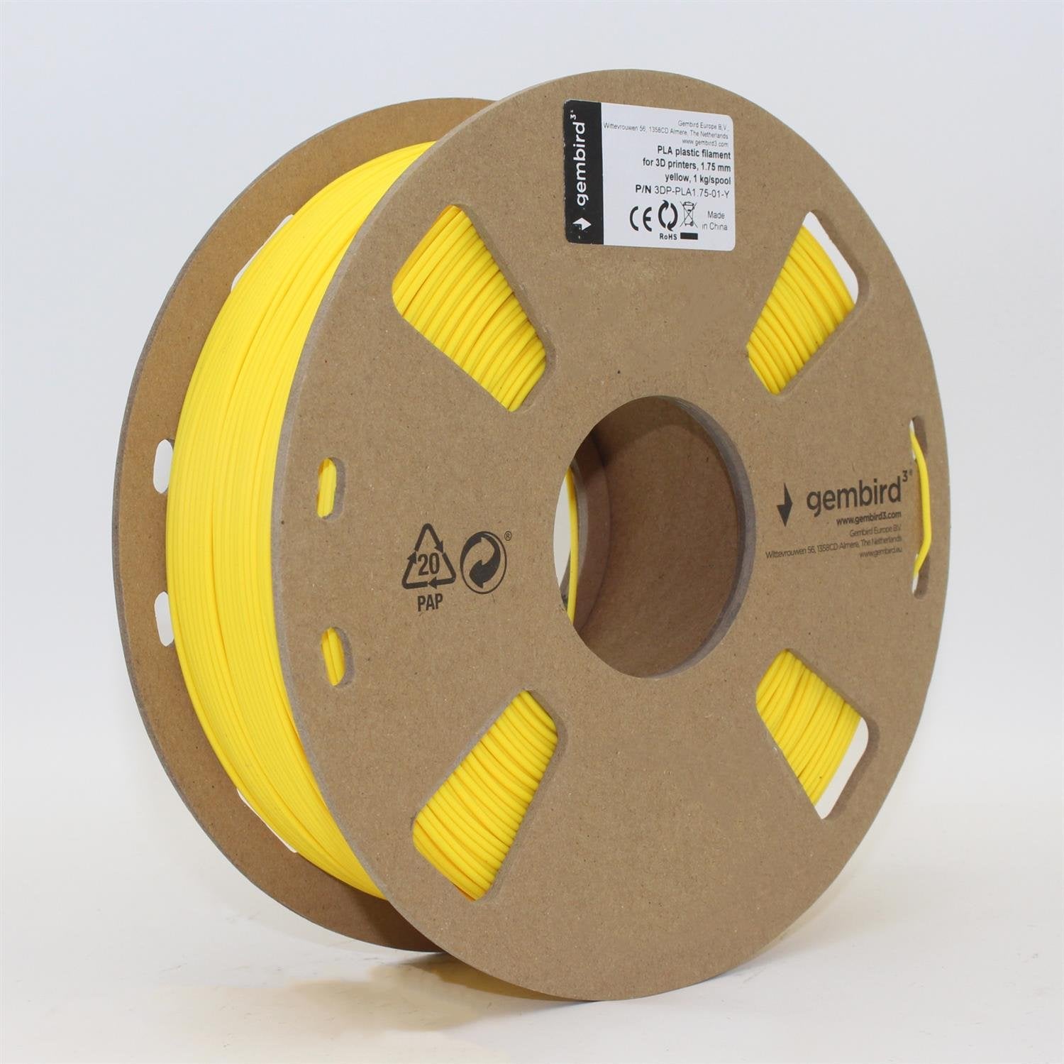 EAN 8716309088596 - Gembird 3DP-PLA1.75-01-Y material de impresión 3d Ácido poliláctico (PLA) Amarillo 1,4 kg imagen 1