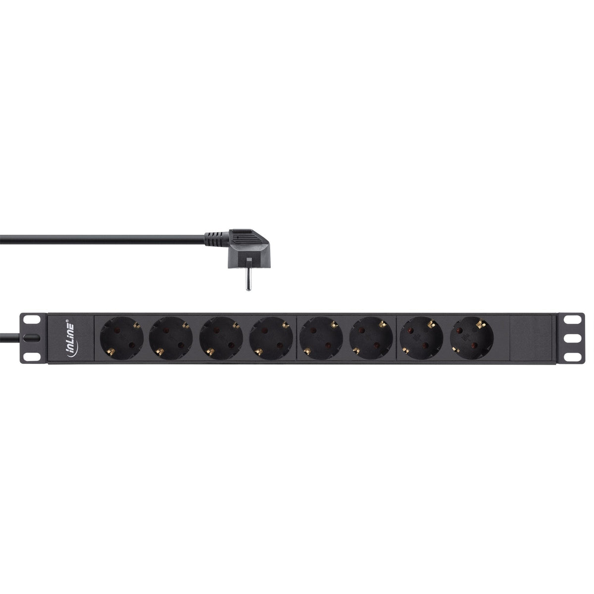 Regleta Inline De 19", Contacto De Protección De 8 Vías, Sin Interruptor, 2 M, Negro