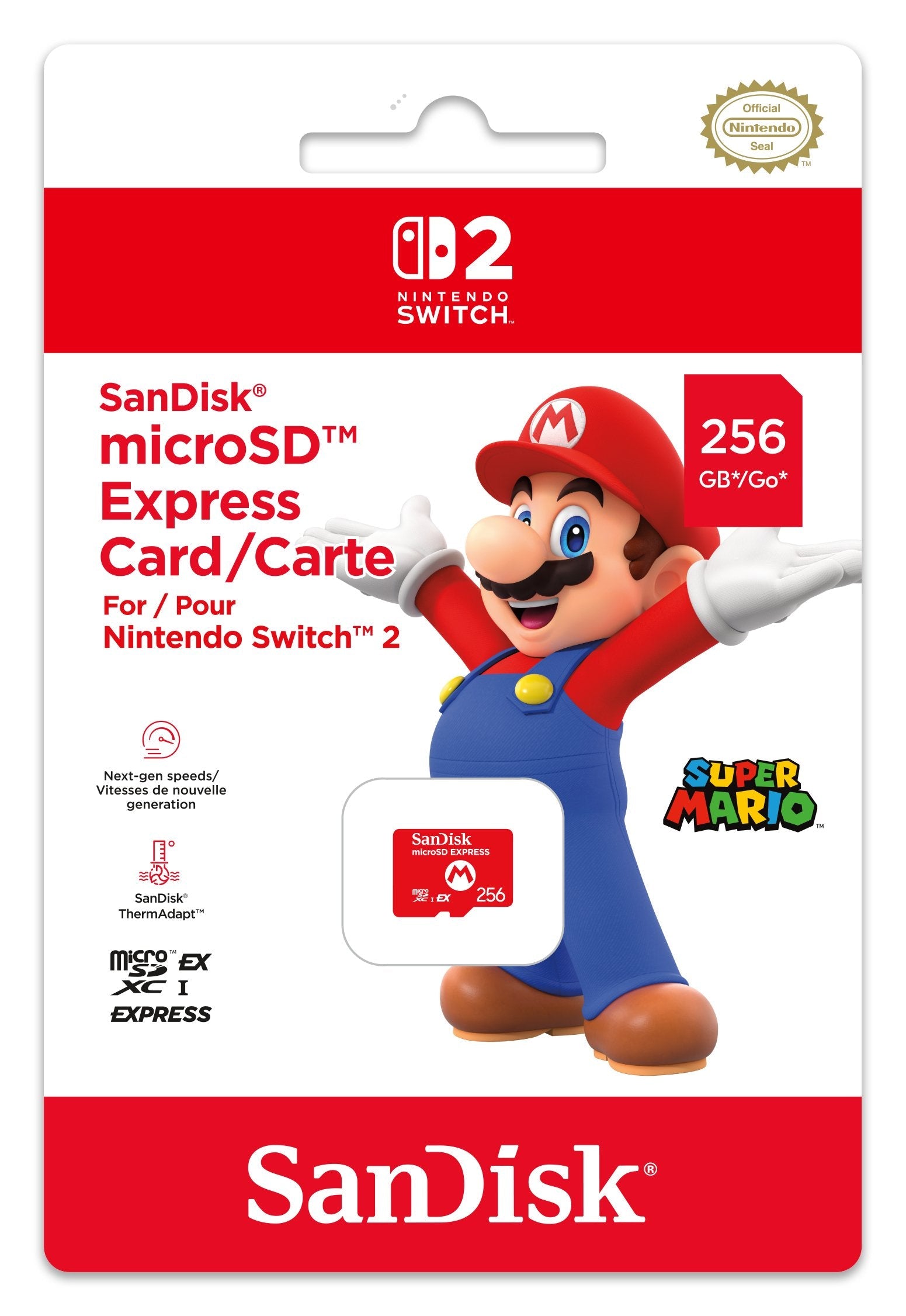 Sandisk Nintendo Switch 2 Mircosd Express Card 256 Gb, Tarjeta De Memoria En Mario-Disign 10016157