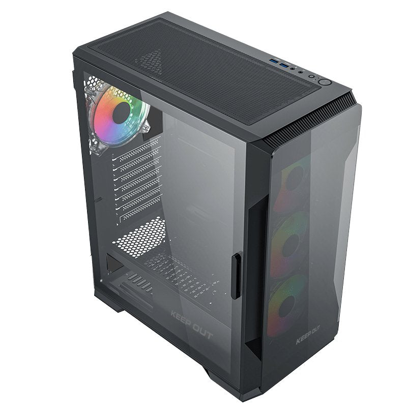 Caja Torre Atx Xc-901 Pro Argb + Type-C Keepout Bahías Int.:2x 3'5 Y 3x2'5 O 1x3'5 Y 4x 2'5/ 1xusb 3.0, 1xusb-C/ Audio In/Out