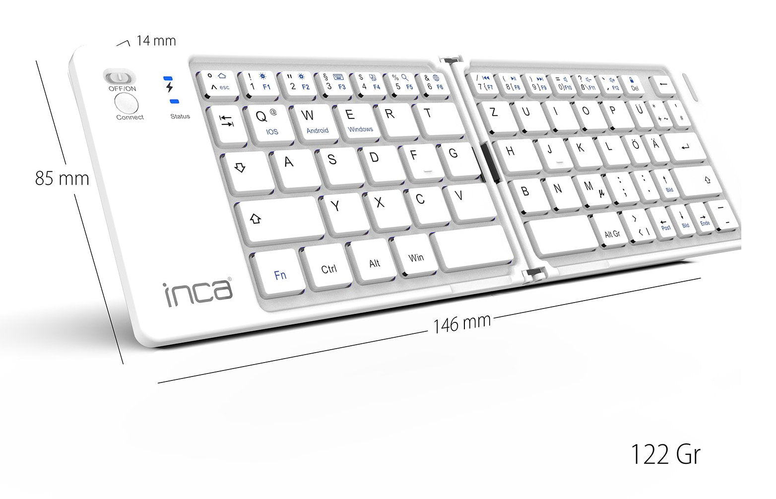 Inca Teclado Ibk-580bt Bt5.0, Faltbar, Schlank, Usb-C