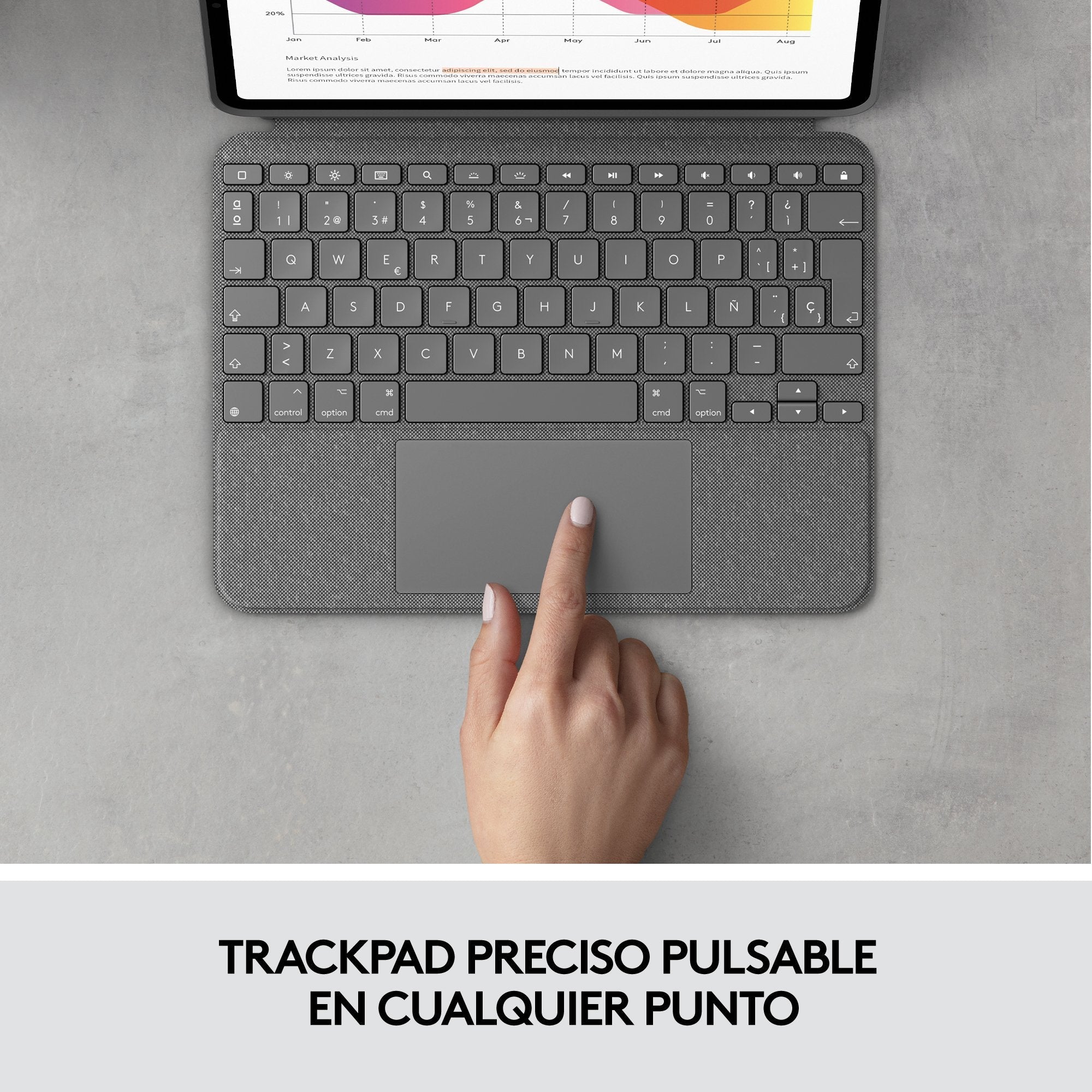 Funda Con Teclado Esp Logitech Combo Touch Para Tablets Apple Ipad Air 4 Gen 2020 De 10.9'/ Gris