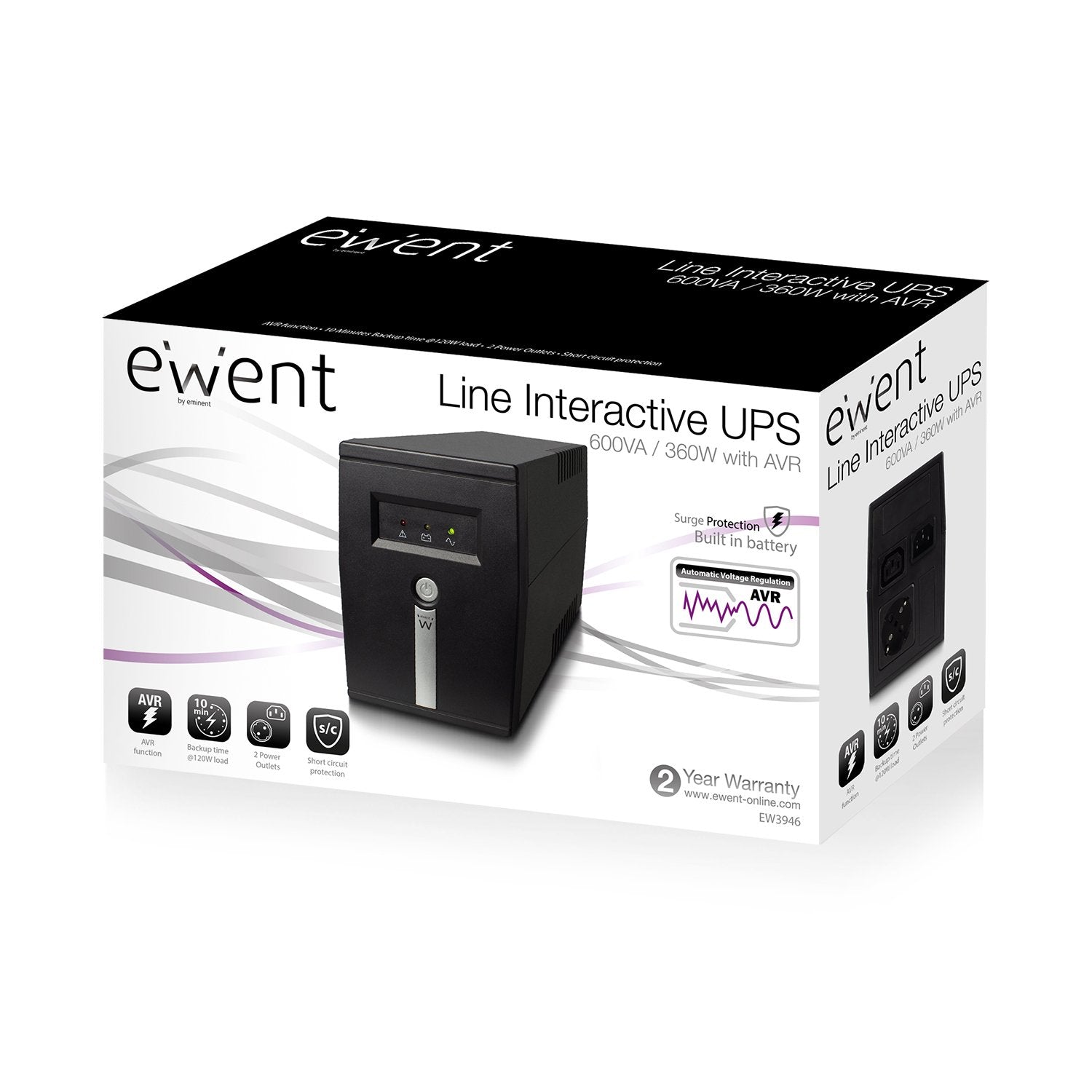 EAN 8054392614873 - Ewent EW3946 sistema de alimentación ininterrumpida (UPS) Línea interactiva 0,6 kVA 360 W 1 salidas AC imagen 5