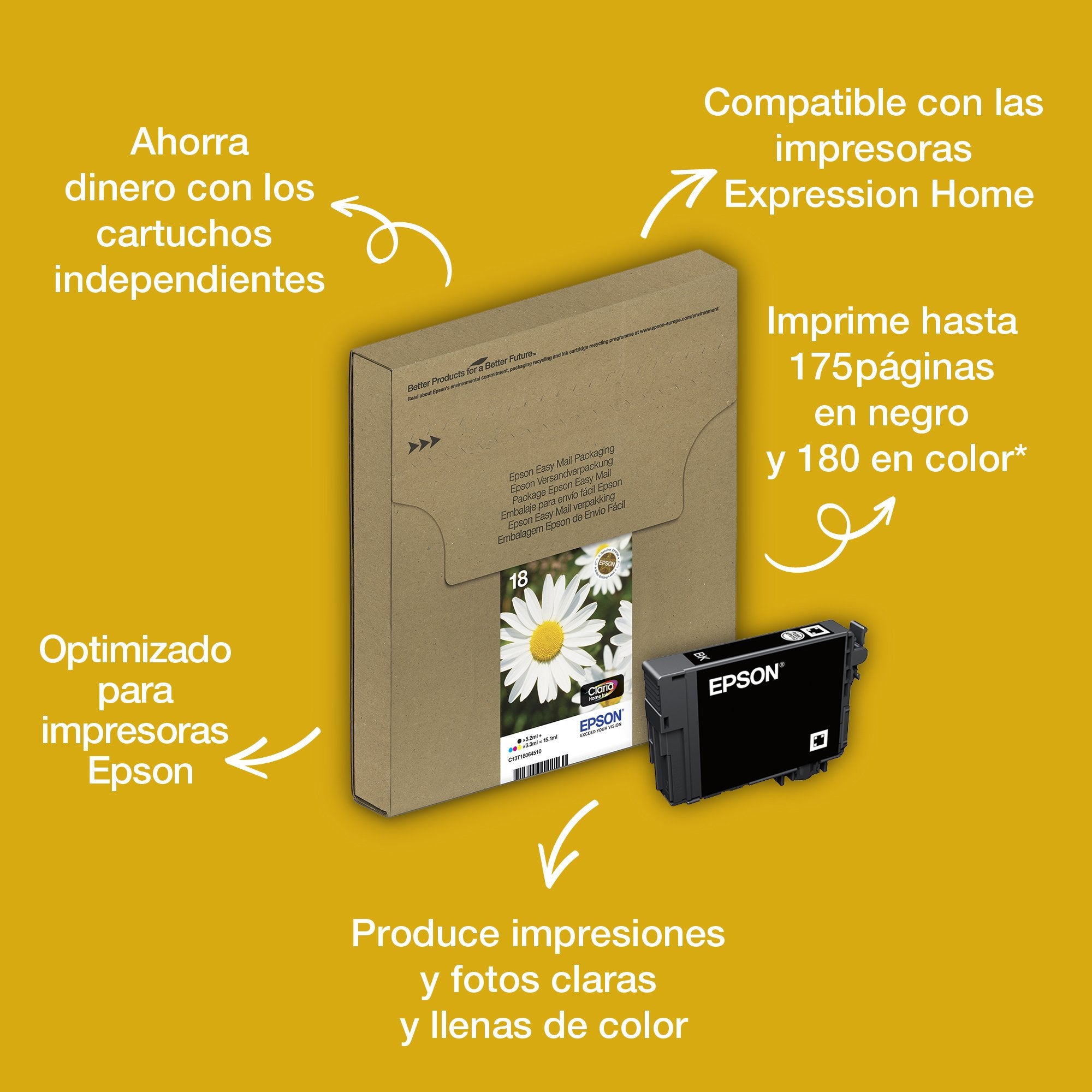 EAN 8715946638850 - Epson Daisy C13T18064511 cartucho de tinta 1 pieza(s) Original Rendimiento estándar Negro, Cian, Magenta, imagen 5