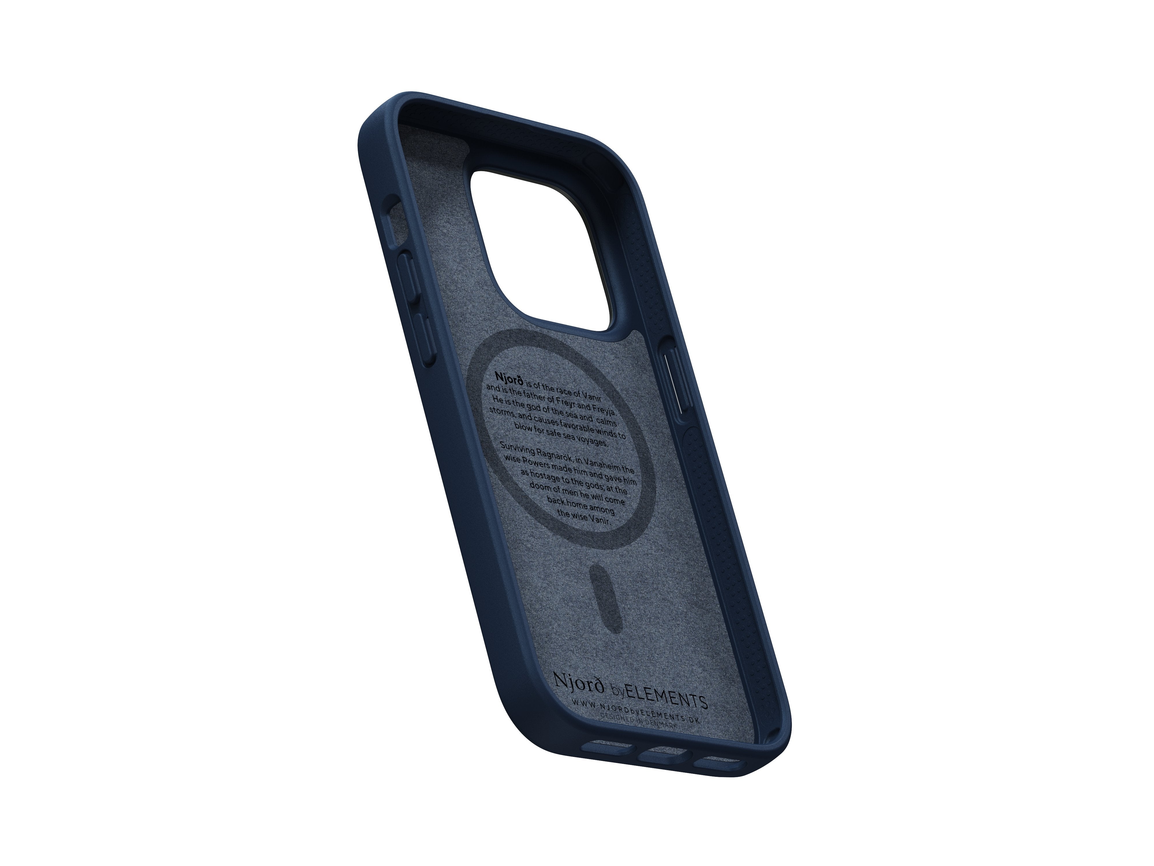 Njord Byelements Salmon Leather Magsafe Case - Iphone 14 Pro -Blue