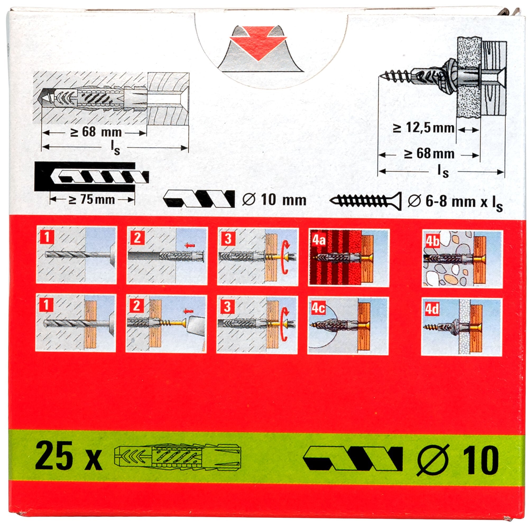 Taco Universal Fischer Ux 10x60 (Gris Claro, 25 Piezas) 62761