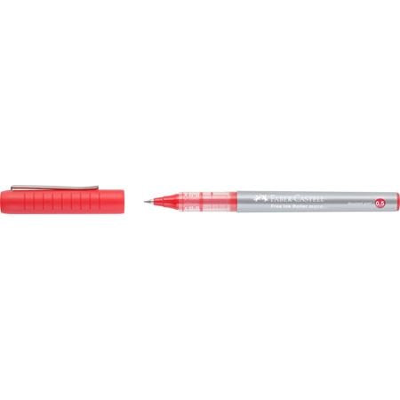 Faber-Castell Roller Free Ink Boligrafo De Tinta Liquida - Punta Conica 0,5mm - Ancho De Linea Extrafino - Clip De Metal - Color Rojo