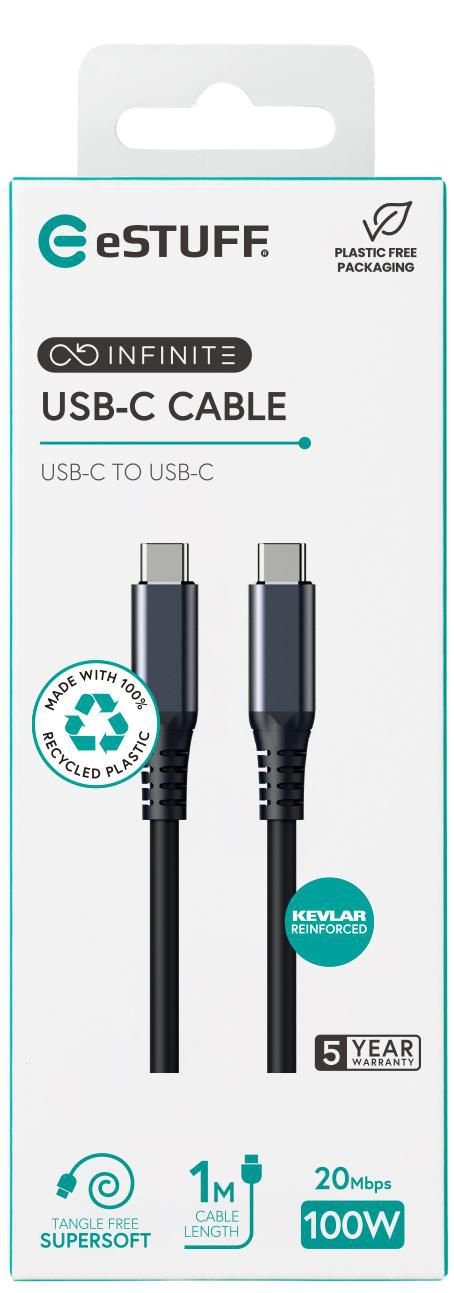 Infinite Usb-C Cable 1m, Usb4  Gen2, 100w, 20gbps Black.