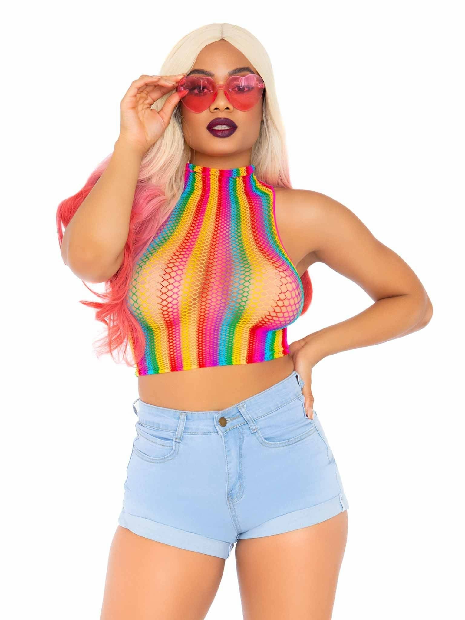 Leg Avenue - Top De Rejilla Multicolor