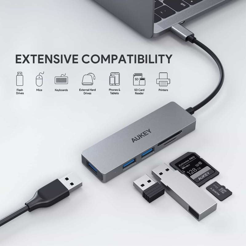 Hub Usb-C Cb-C63 Aluminiowy Ultra Slim 4w1 3xusb 3.1 1xmicrosd I Sd