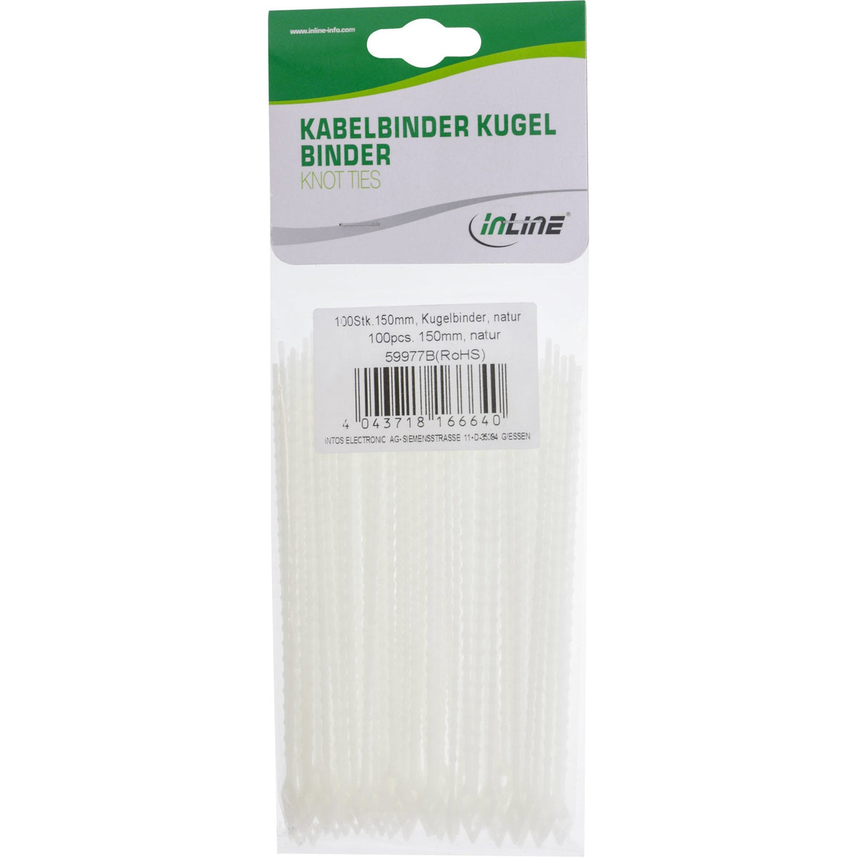 Inline Ball Sujetacables Blanco Longitud 100mm 100uds