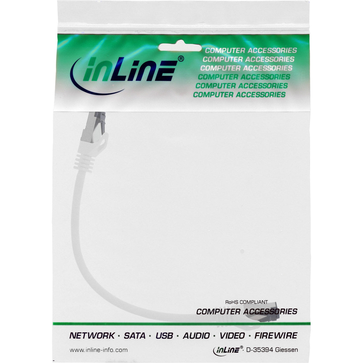 Cable De Red Inline S/Ftp Pimf Cat.8.1 Libre De Halógenos 2000mhz Blanco 0.25m