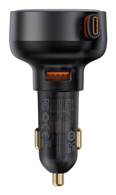 Baseus Enjoyment Pro Car Charger U+Retractable Type-C Cable 60w Cluster Black