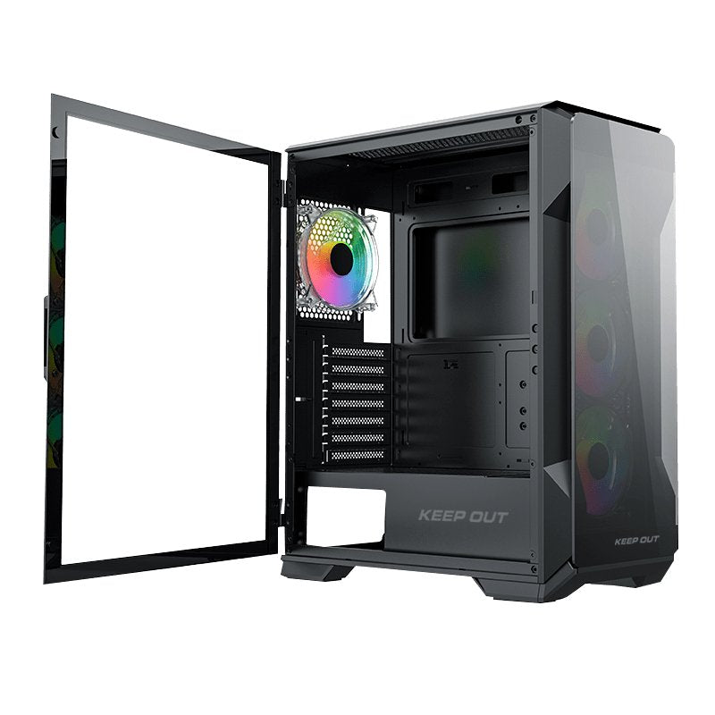 Caja Torre Atx Xc-901 Pro Argb + Type-C Keepout Bahías Int.:2x 3'5 Y 3x2'5 O 1x3'5 Y 4x 2'5/ 1xusb 3.0, 1xusb-C/ Audio In/Out
