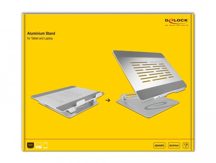 Delock Tablet Und Notebook Mandhalterung Vermellbar Aluminium