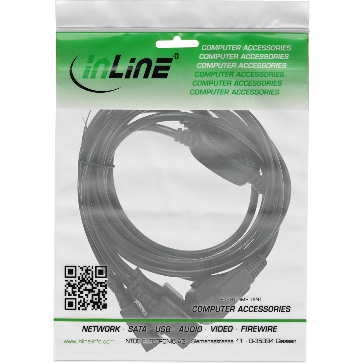 Cable De Alimentación Y Inline 1x Enchufe Tipo F A 3x Enchufe Iec Negro 5m