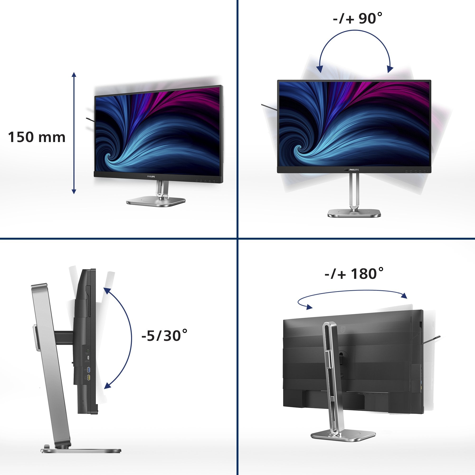 Monitor Philips 27b2u4601/00  27" 2560 X 1440 Pixeles Quad Hd Lcd Gris