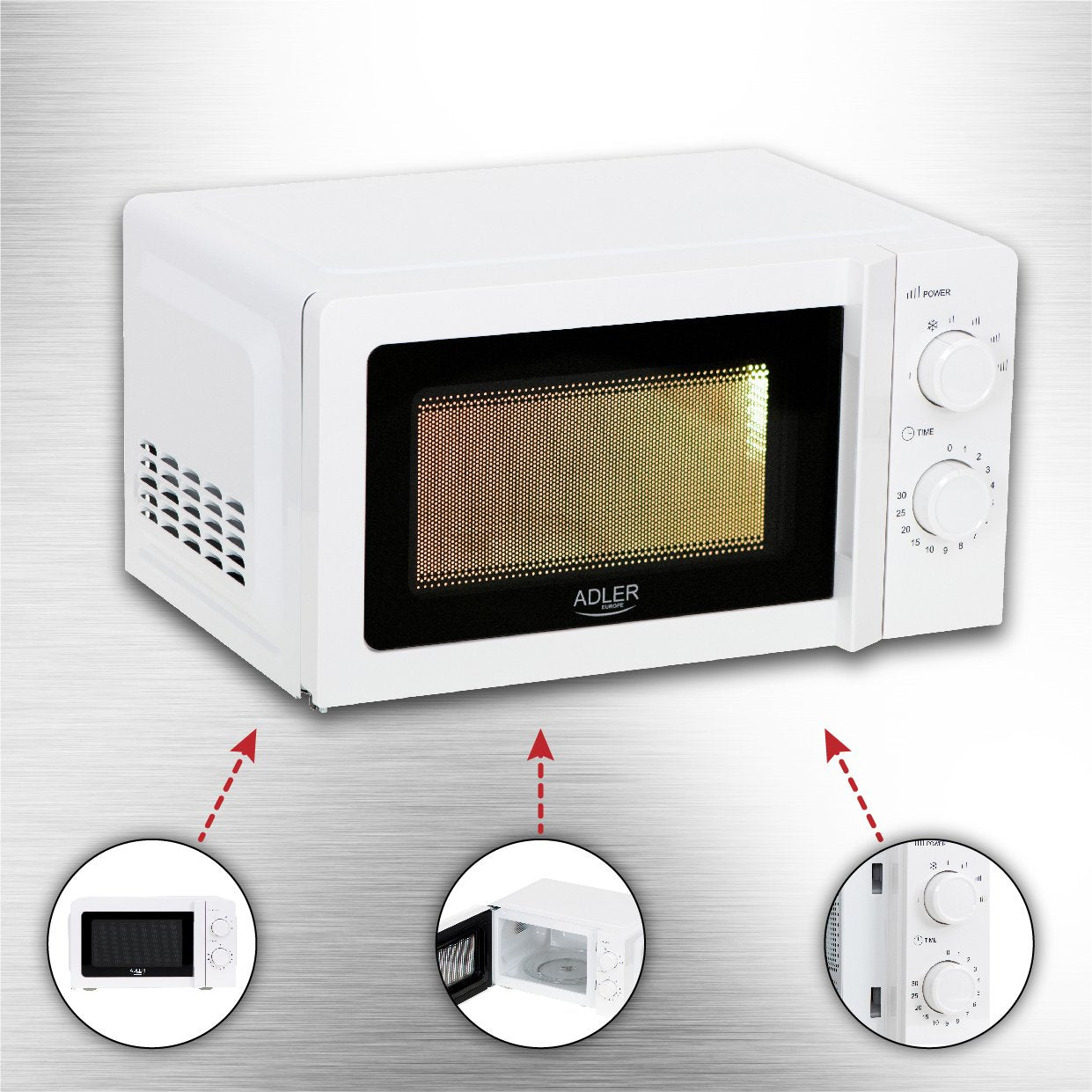 Microondas Adler Ad 6205  Encimera Solo Microondas 20 L 700 W Blanco