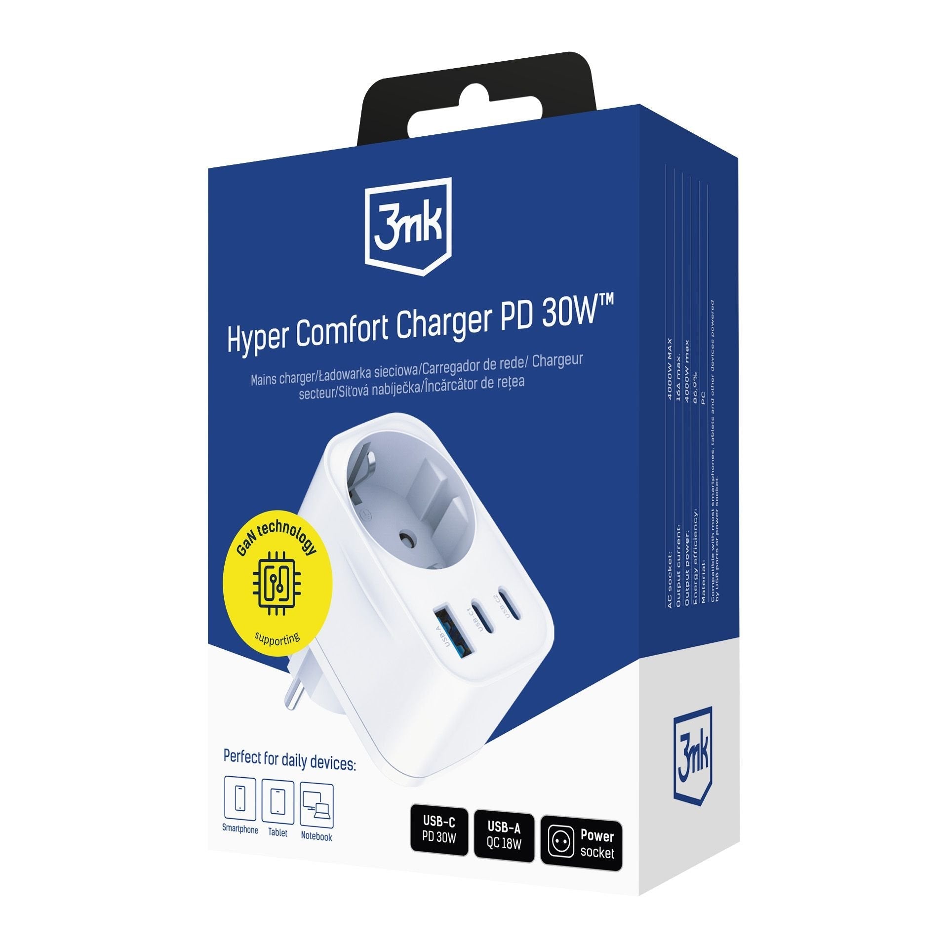3mk Comfort Charger Gan 30w Biala