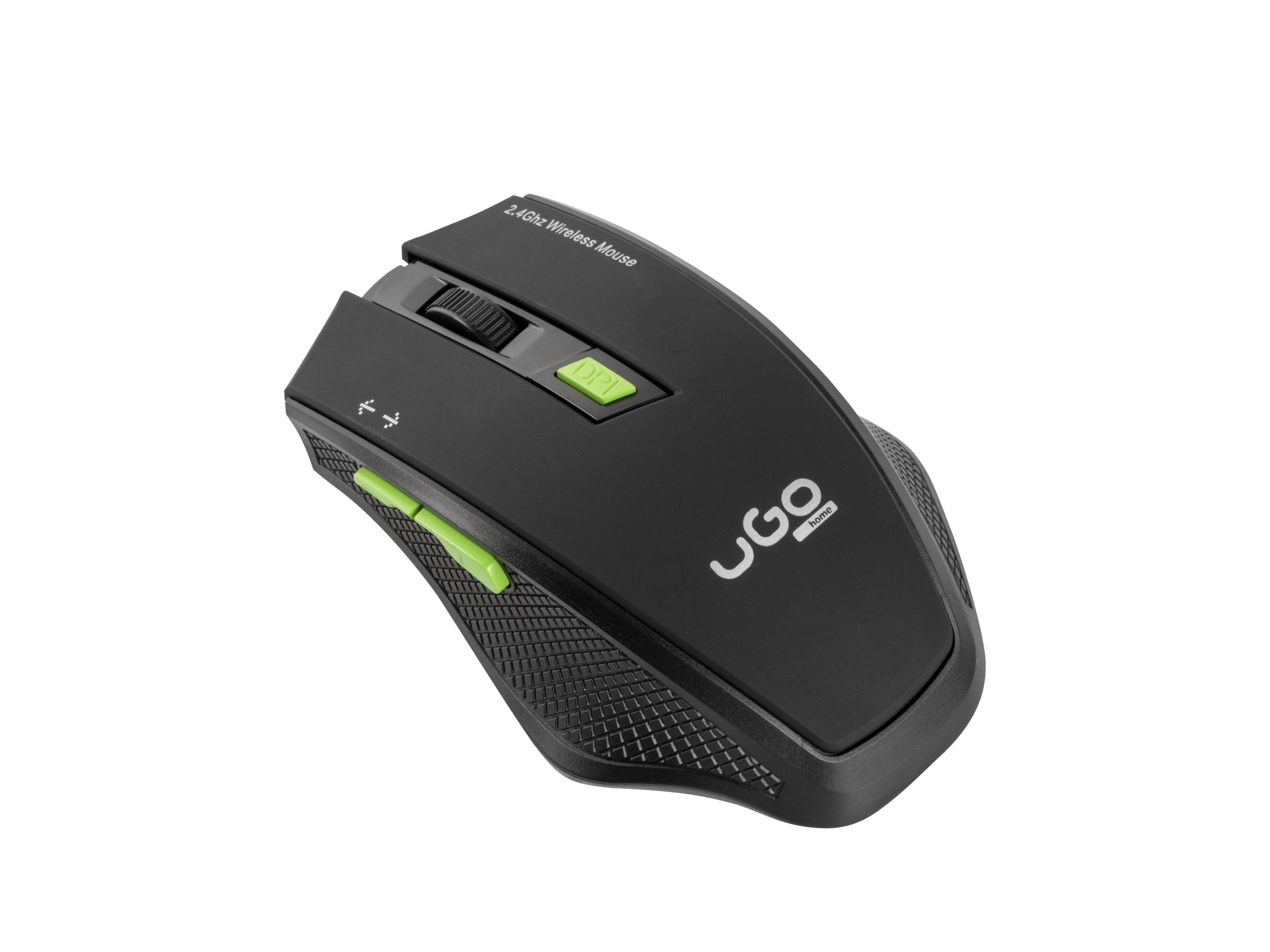 Ugo Raton Inalambrico Office My-04 Black Alcance 10m 1800dpi 6 Botones Micro Receptor Usb
