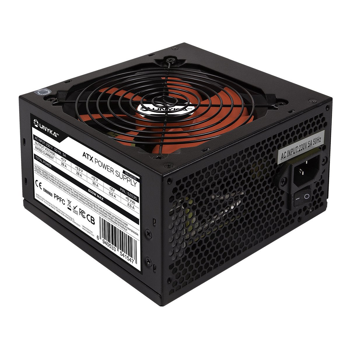 Fuente De Alimentación Unyka Atx  600w Gaming Negra