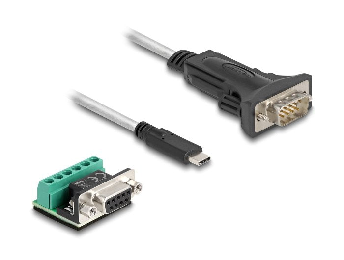 Delock Adapter Usb 2.0 Type-C Zu 1 X Seriell Rs-422 485 Stecker Mit 6 Pin Terminalblock 5 V 2 M