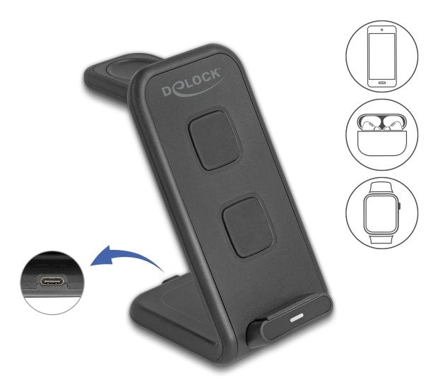 Wireless Charger 3 In 1 Mit 2 Ladespulen 5 W   5 W   15 W