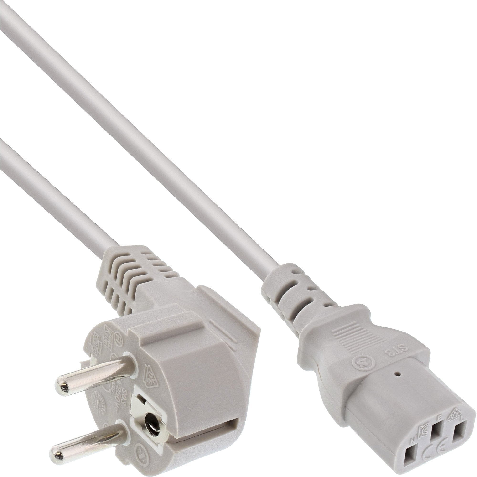 Cable De Alimentación Inline Tipo F En Ángulo Según Iec C13 Gris 1,5 M
