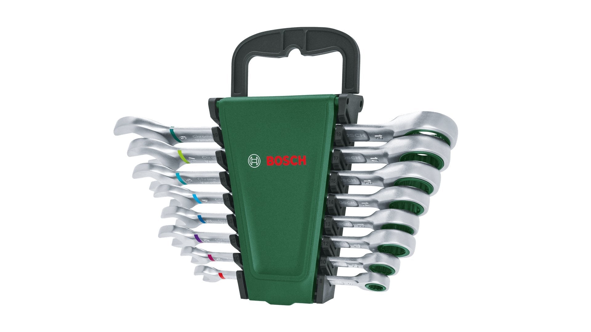 Bosch Powertools Schraubenschlüssel Mit Ratsche Set, 8-Piezas (Verde/Negro) 1600a027ps