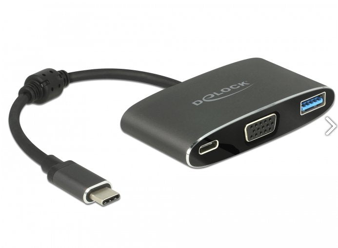 Delock Adaptador Usb Type-C Macho Vga Hembra (Modo Dp Alt) + Usb Tipo-A + Usb Type-C Pd