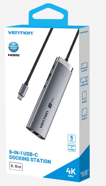 EAN 6922794788831 - Vention TGVHB hub de interfaz USB Tipo C 5000 Mbit/s Gris imagen 4