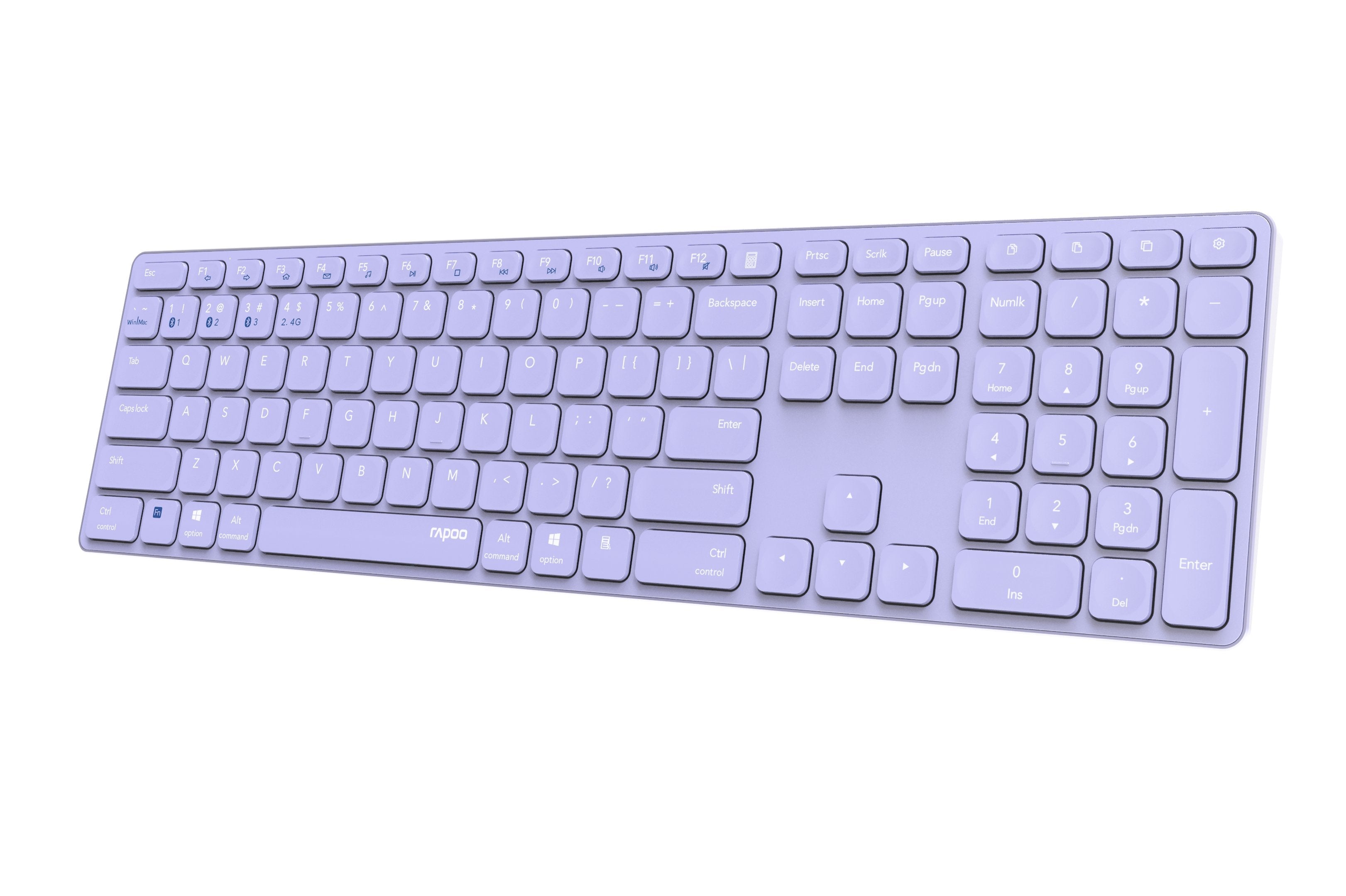 Teclado Rapoo Wireless Y Bluetooth E9800m 2.4ghz Bt 3.0 5.0 Diseã±O Ultrafino Bateria Lilabase Aluminio Multi Mode