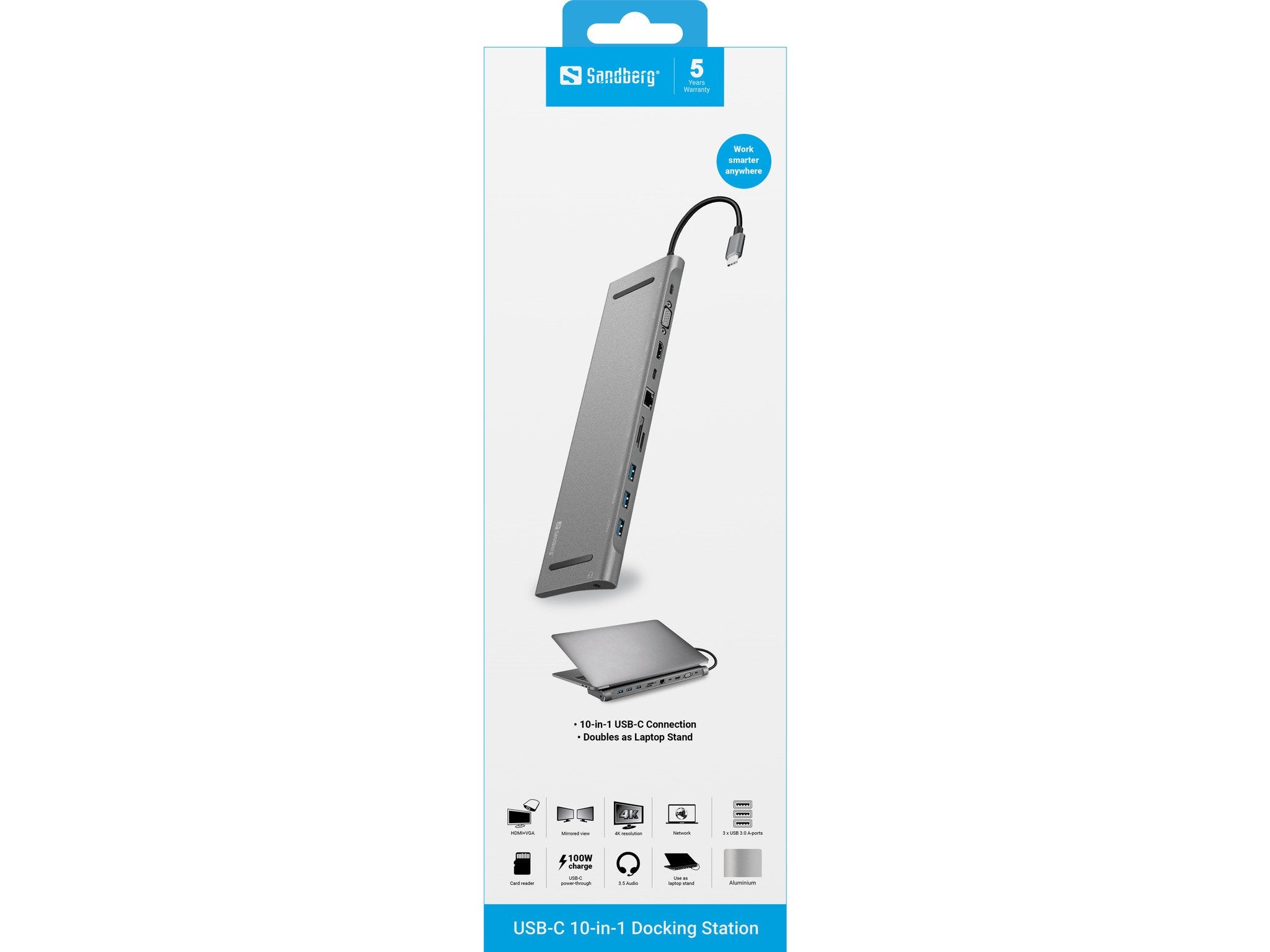EAN 5705730136313 - Sandberg 136-31 base para portátil y replicador de puertos Alámbrico USB 3.2 Gen 1 (3.1 Gen 1) Type-C Alu imagen 3