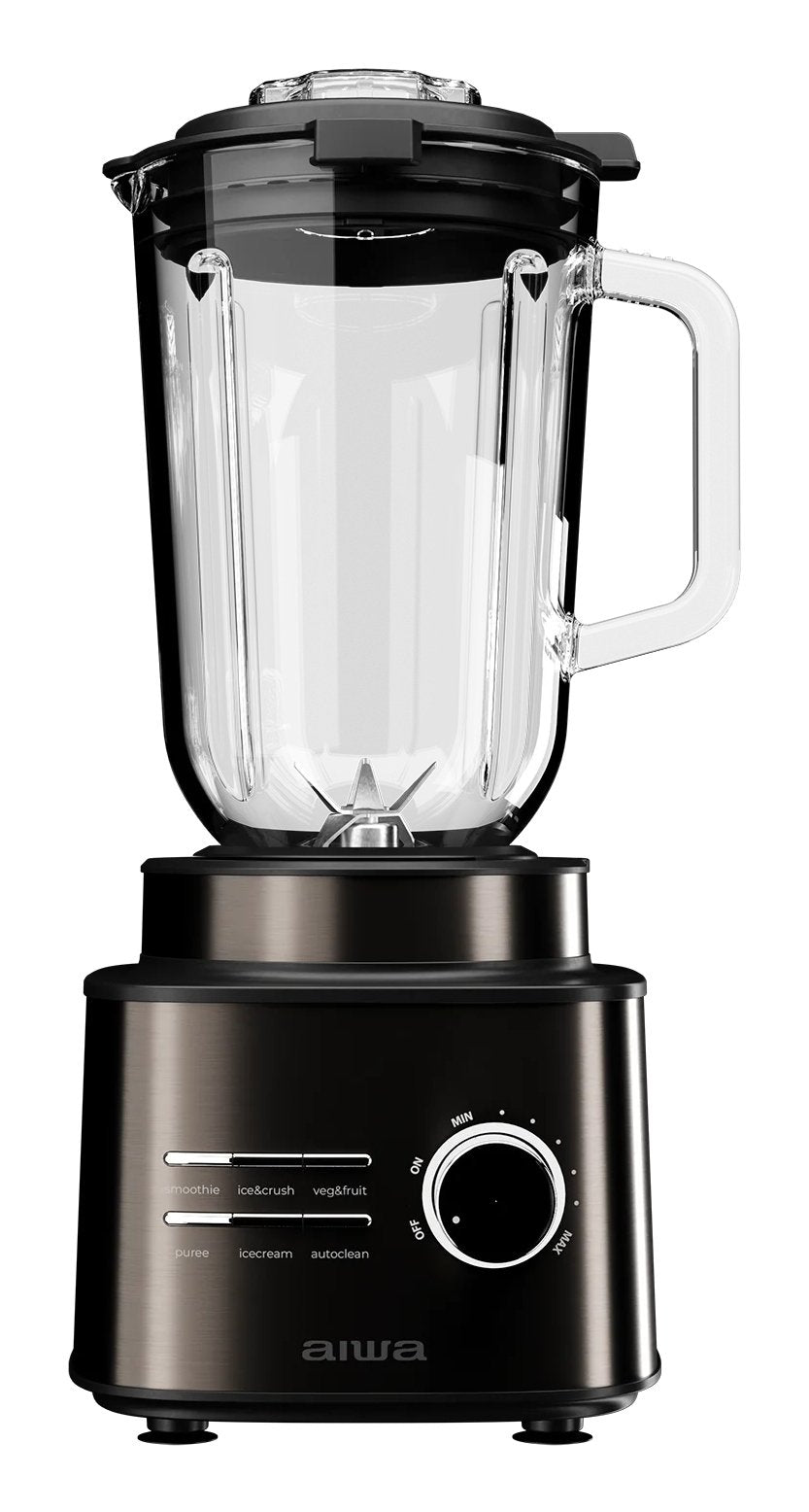 Batidora De Vaso Profesional Aiwa Saberu Atb-2500 2500w 6 Programas Jarra Cristal 1.5l Color Negro