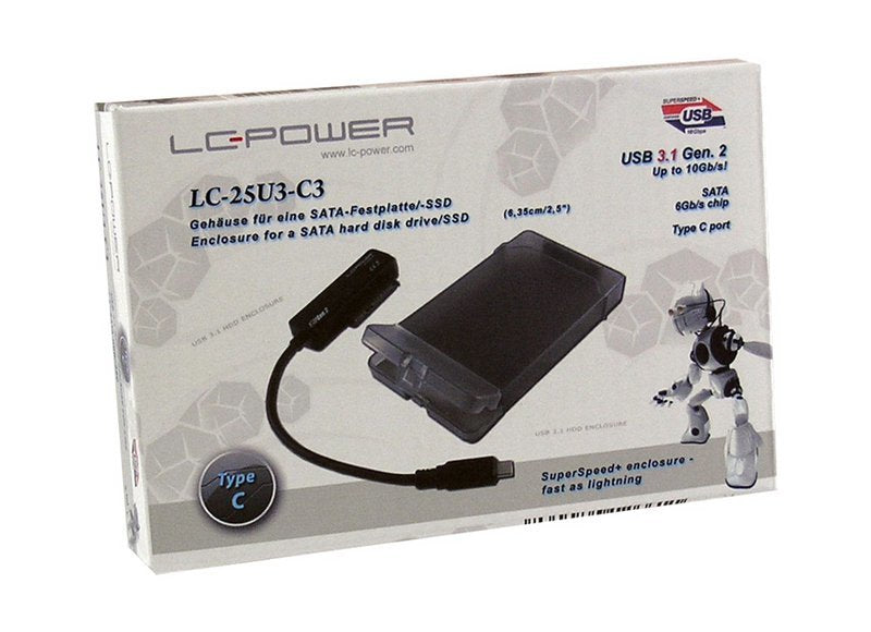 EAN 4260070126611 - LC-Power LC-25U3-C3 caja para disco duro externo Carcasa de disco duro/SSD Negro, Transparente 2.5" imagen 4