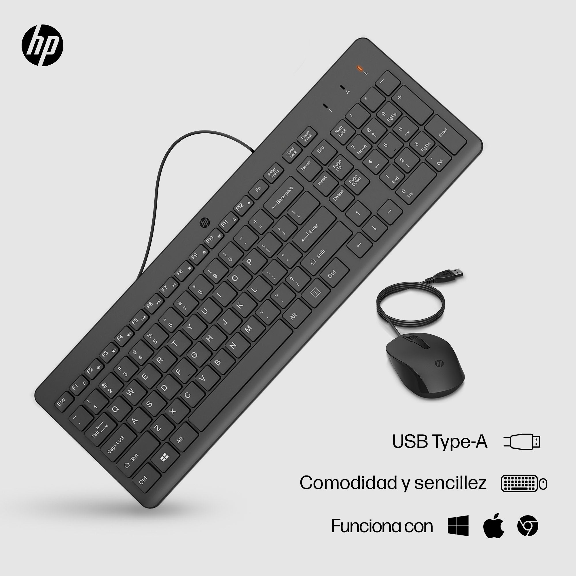 EAN 0195122875541 - HP 150 Wired Mouse and Keyboard Combination teclado Ratón incluido Hogar / Oficina USB Negro imagen 2