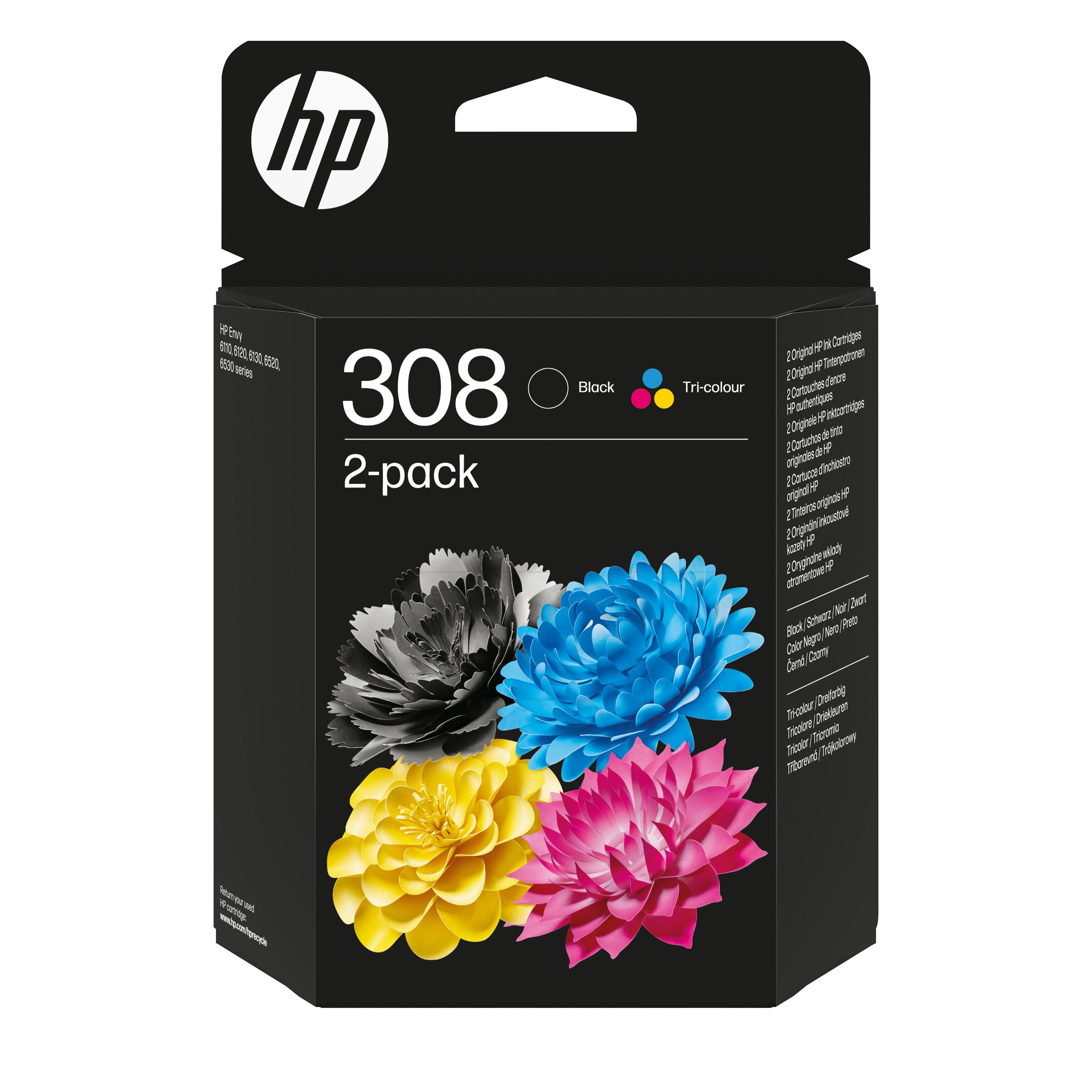 EAN 0196786390135 - HP 308 2-Pack Tri-color/Black Original Ink Cartridge Combo cartucho de tinta 2 pieza(s) Rendimiento están imagen 1