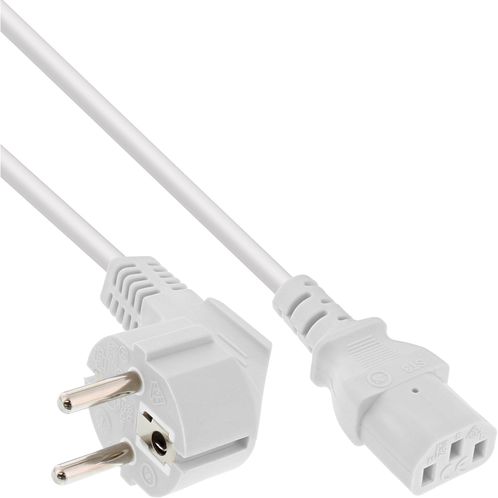 Cable De Alimentación Inline Tipo F A C13 Iec Hembra Blanco 1,8m