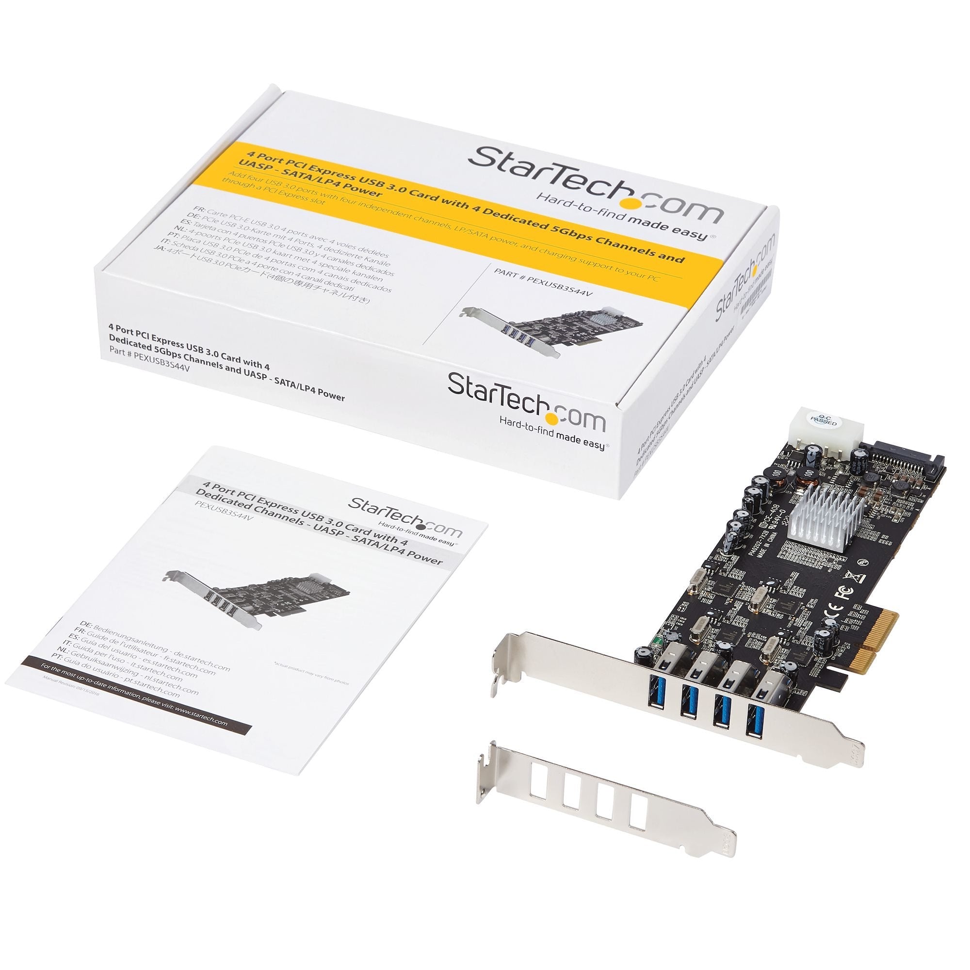 Startech Tarjeta Pci Express 4 Puertos Usb 3.0 Uasp 2 Canales De 5gbps Pexusb3s44v