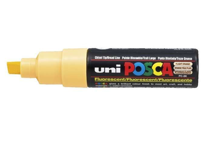 Uniball Marcador Posca Pc-8k No Permanente Punta Biselada 8.0mm Naranja Claro Fluor